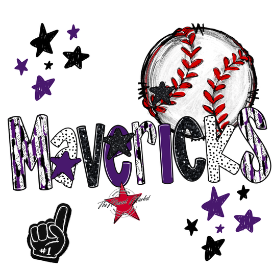Mavericks Baseball Scrape-Purple