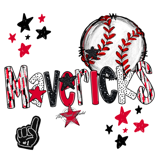 Mavericks Baseball Scrape-Red