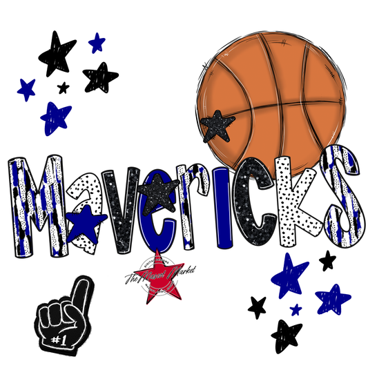 Mavericks Basketball Scrape-Blue