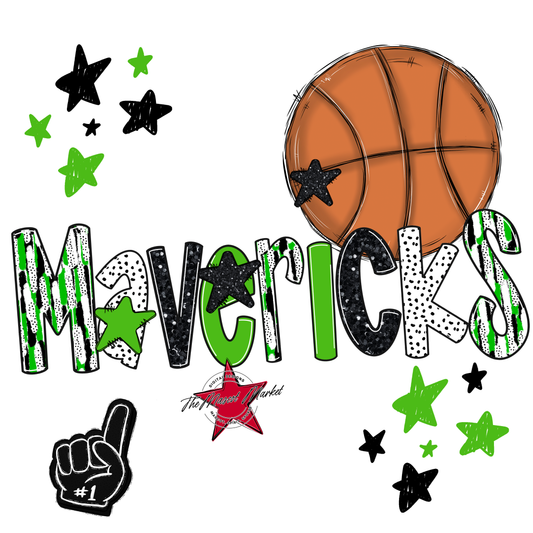Mavericks Basketball Scrape-Bright Green