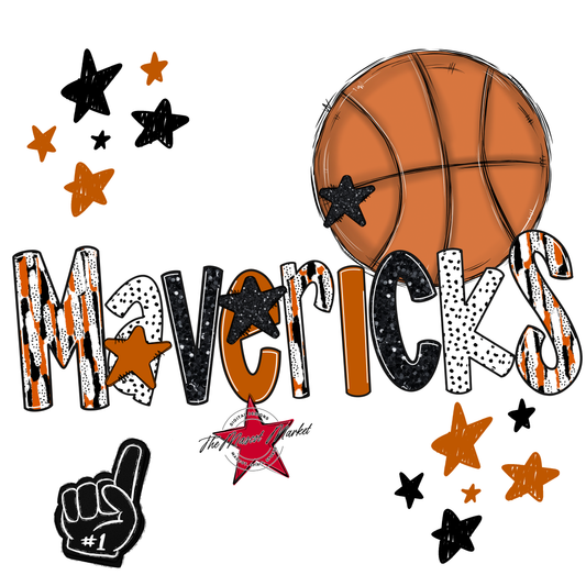 Mavericks Basketball Scrape-Burnt Orange