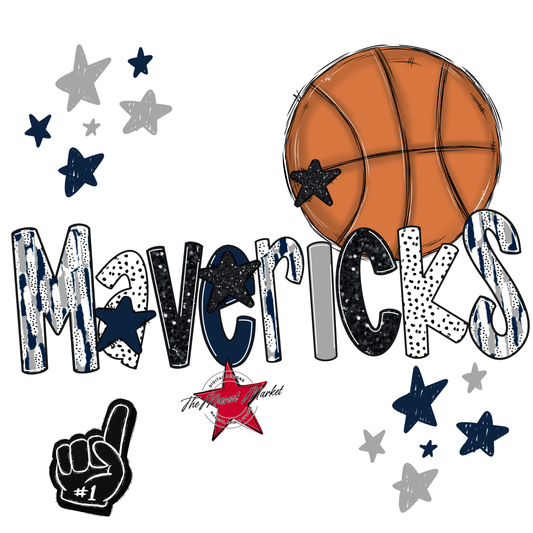 Mavericks Basketball Scrape-Navy-Grey