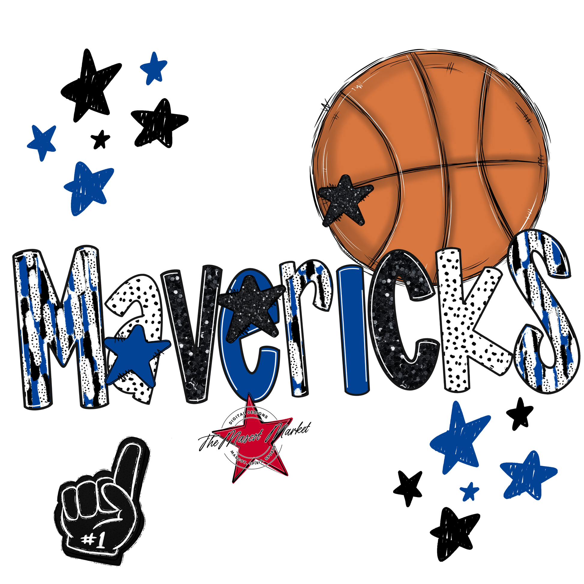 Mavericks Basketball Scrape-Off Blue
