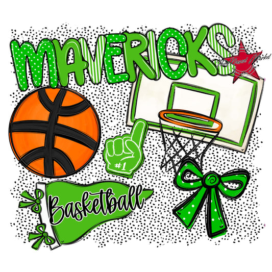 Mavericks Basketball Spirit-Bright Green