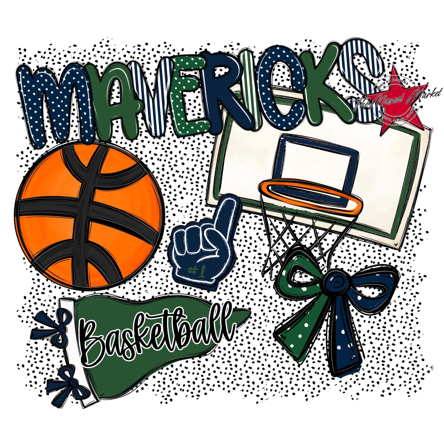 Mavericks Basketball Spirit-Navy & Green