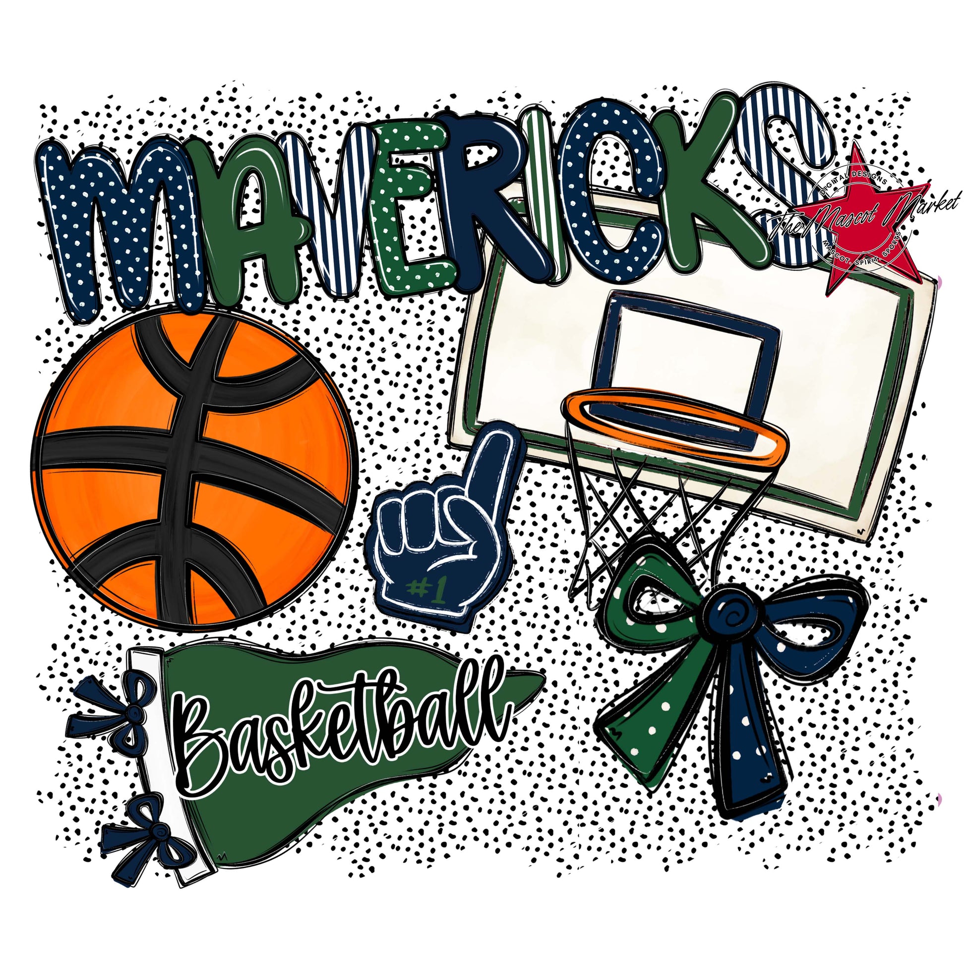 Mavericks Basketball Spirit-Navy & Green