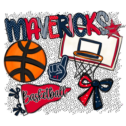 Mavericks Basketball Spirit-Navy & Red