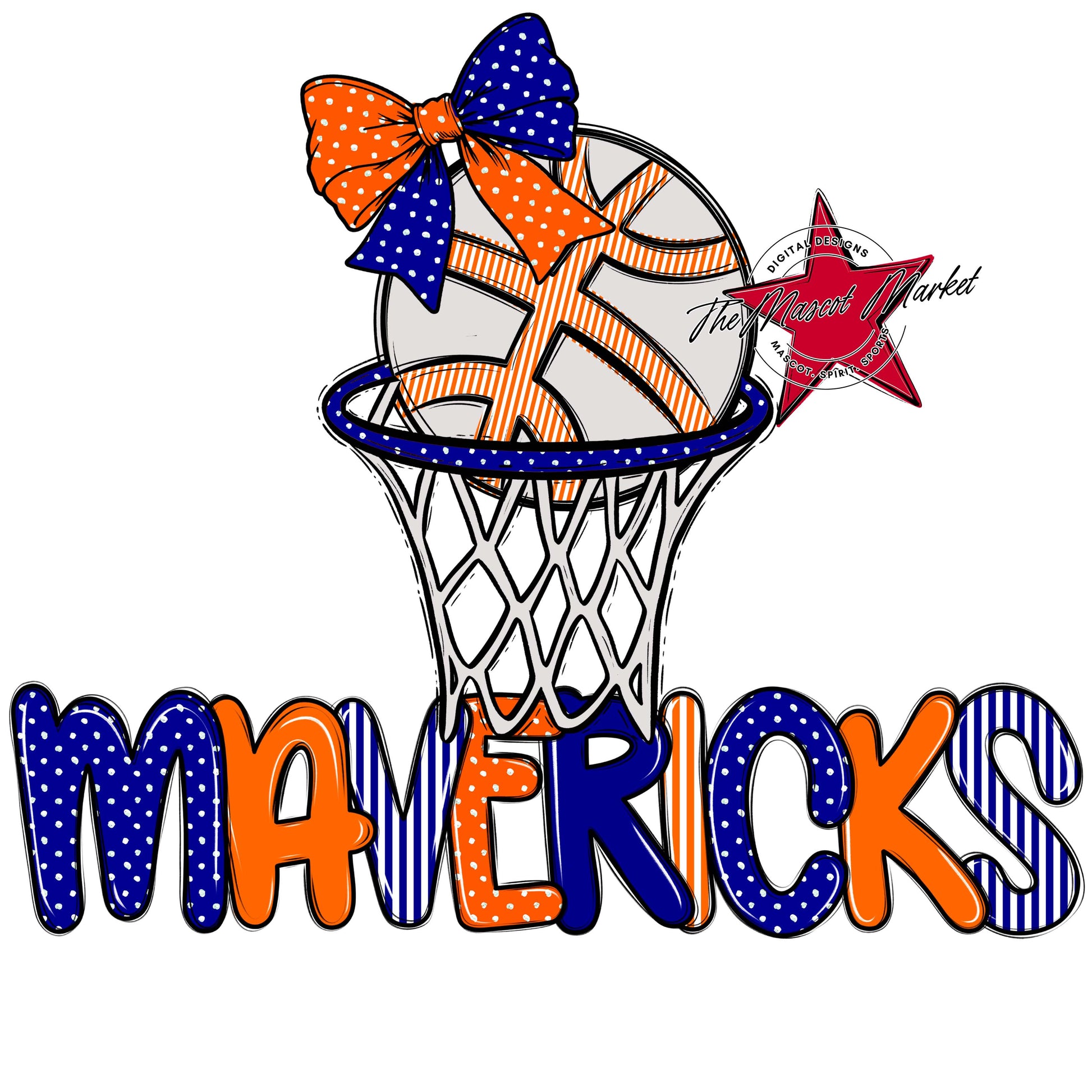 Mavericks Basketball Spirit Design-Blue & Orange
