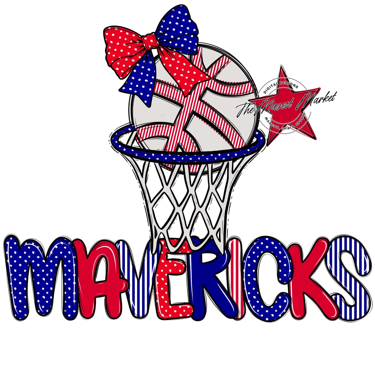 Mavericks Basketball Spirit Design-Blue & Red