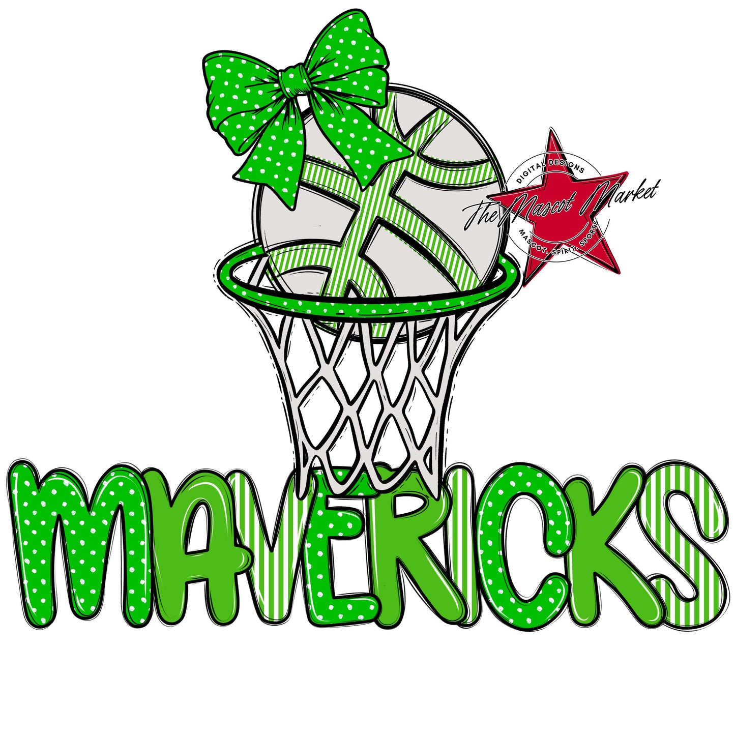 Mavericks Basketball Spirit Design-Bright Green
