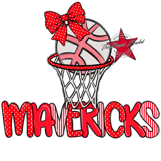 Mavericks Basketball Spirit Design-Bright Red