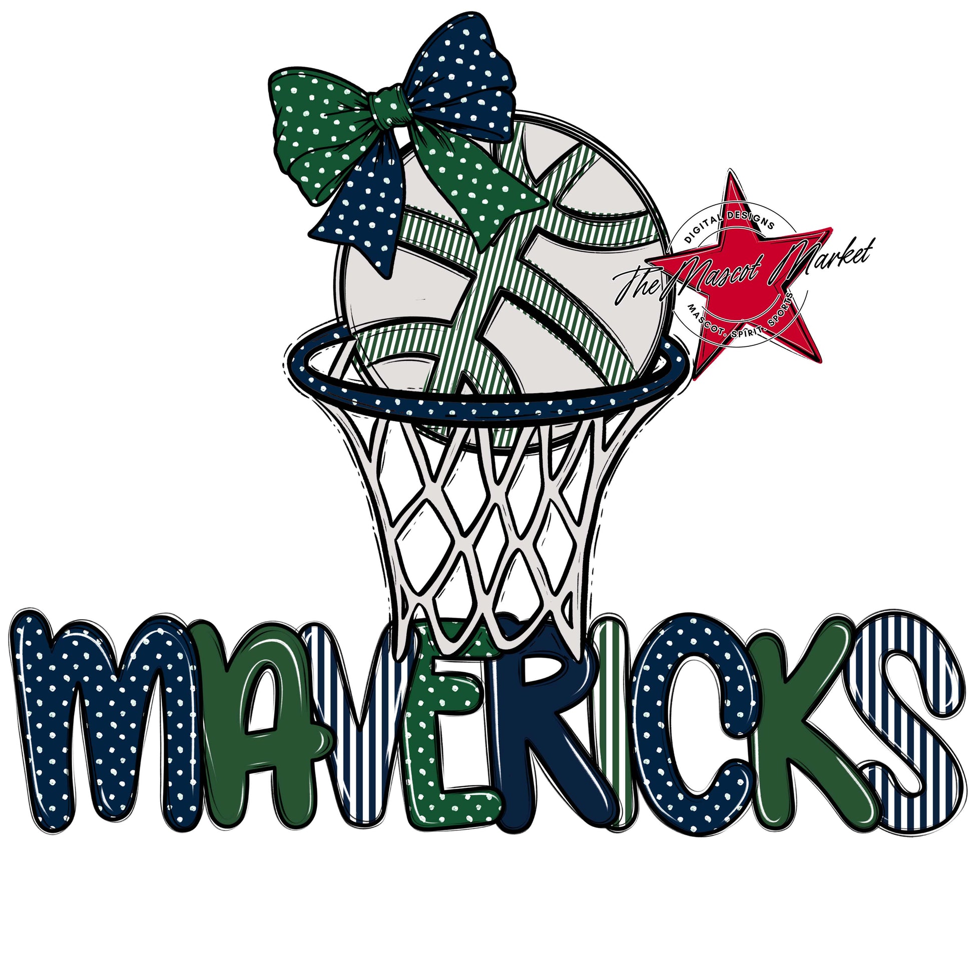 Mavericks Basketball Spirit Design-Navy & Green