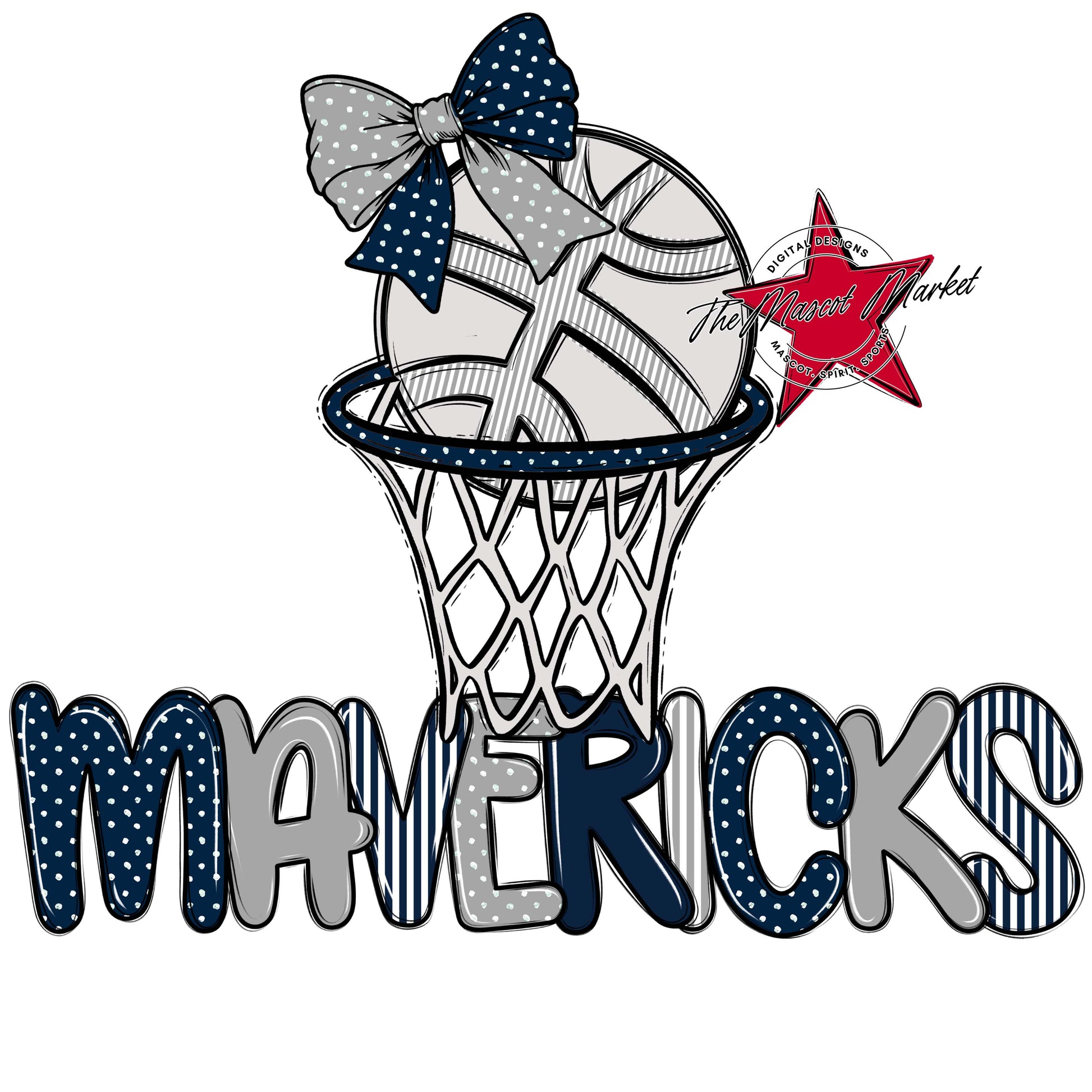 Mavericks Basketball Spirit Design-Navy & Grey