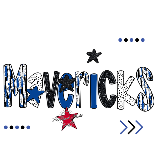 Mavericks Brushstroke Alpha w Arrows-Off Blue