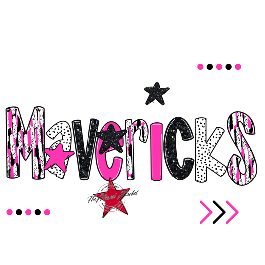 Mavericks Brushstroke Alpha w Arrows-Pink