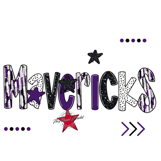 Mavericks Brushstroke Alpha w Arrows-Purple