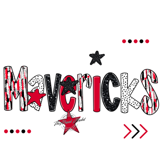 Mavericks Brushstroke Alpha w Arrows-Red