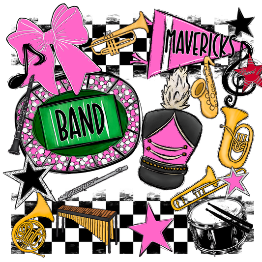Mavericks Checkers Band Spirit Design-Baby Pink