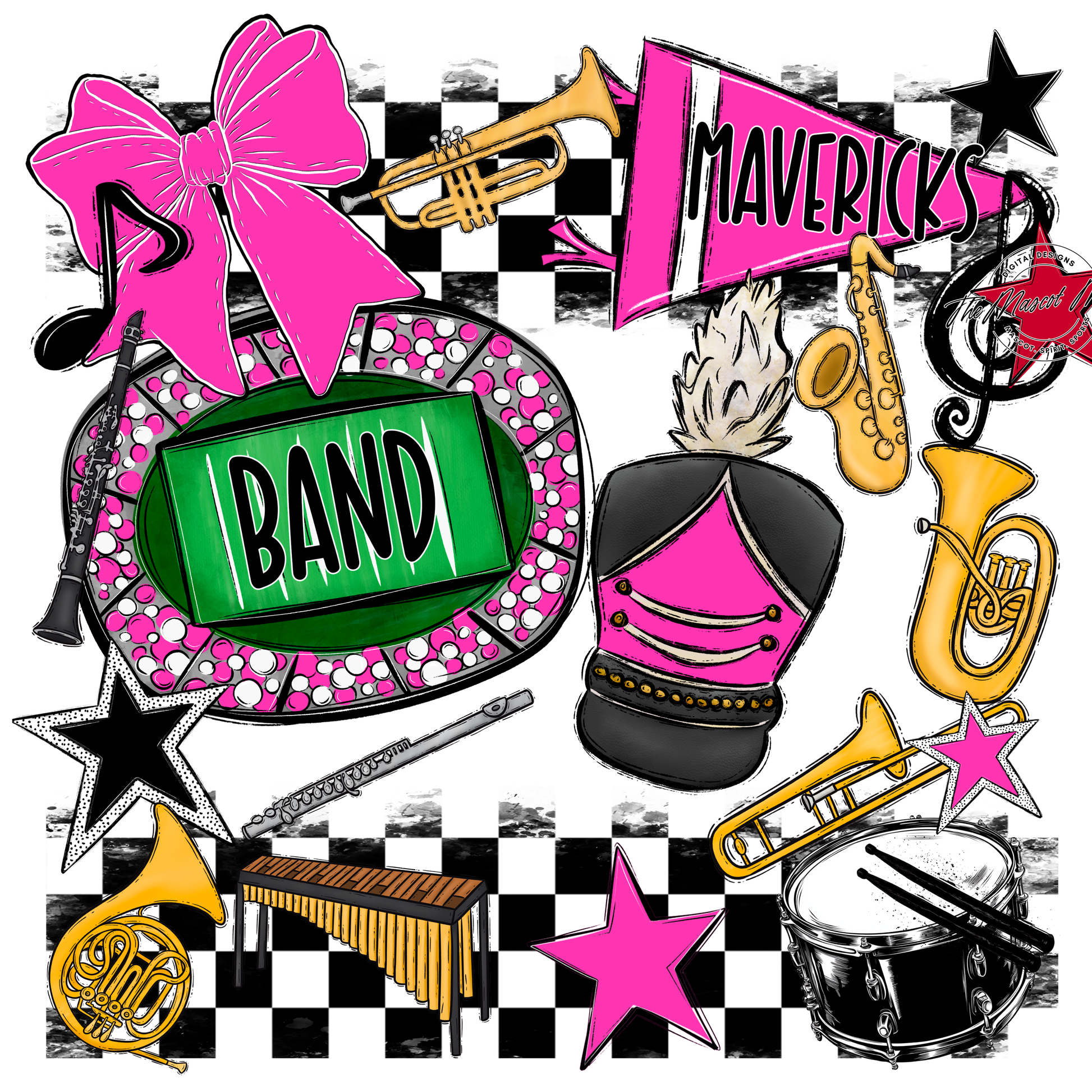 Mavericks Checkers Band Spirit Design-Pink