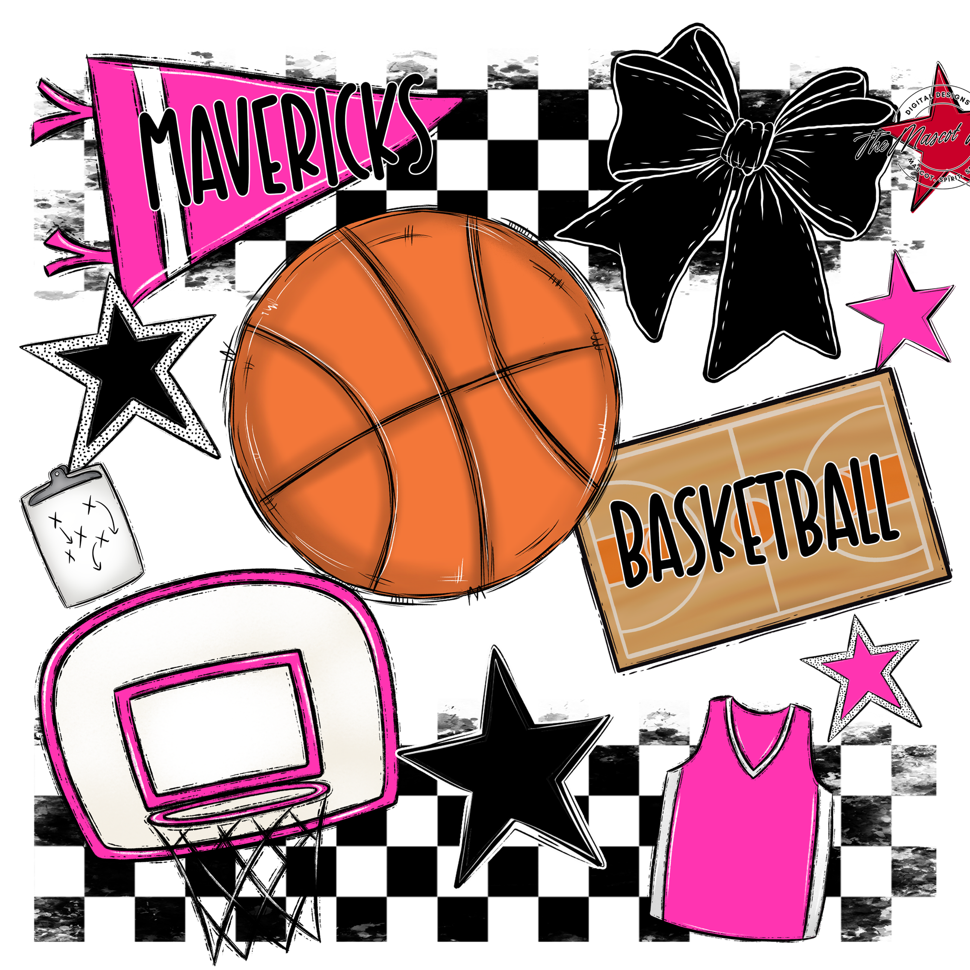 Mavericks Checkers Basketball Spirit Design-Pink