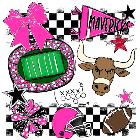 Mavericks Checkers Mascot Spirit Design-Pink