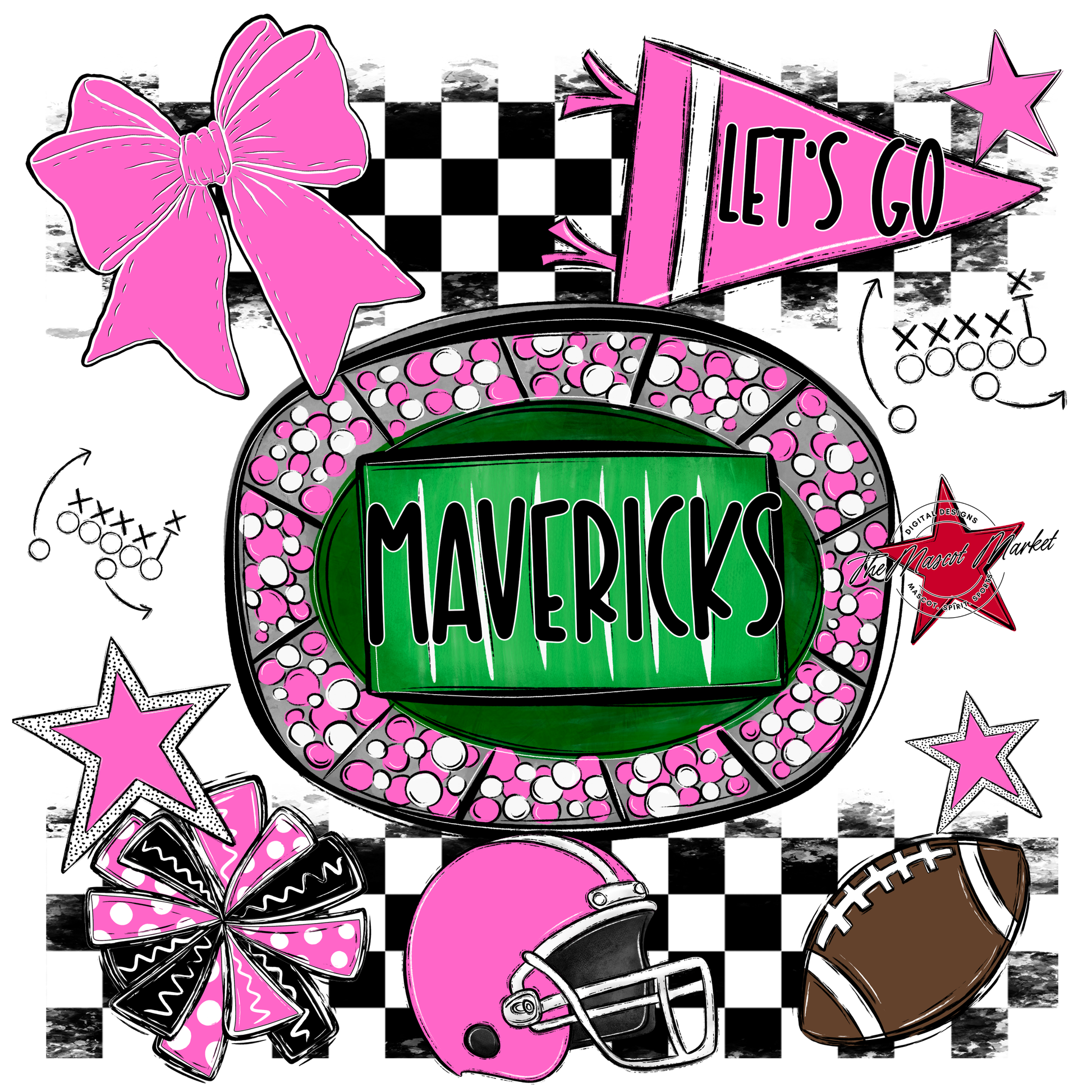 Mavericks Checkers Spirit Design-Baby Pink