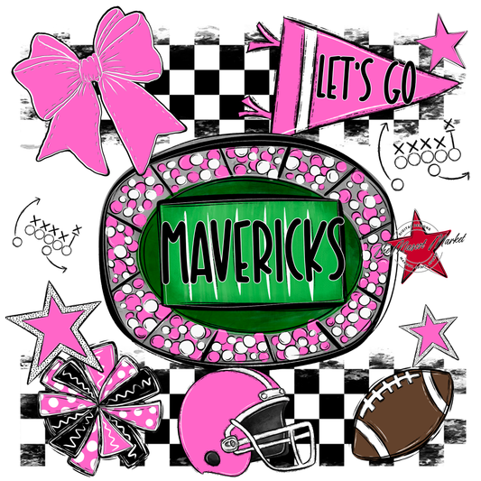 Mavericks Checkers Spirit Design-Baby Pink