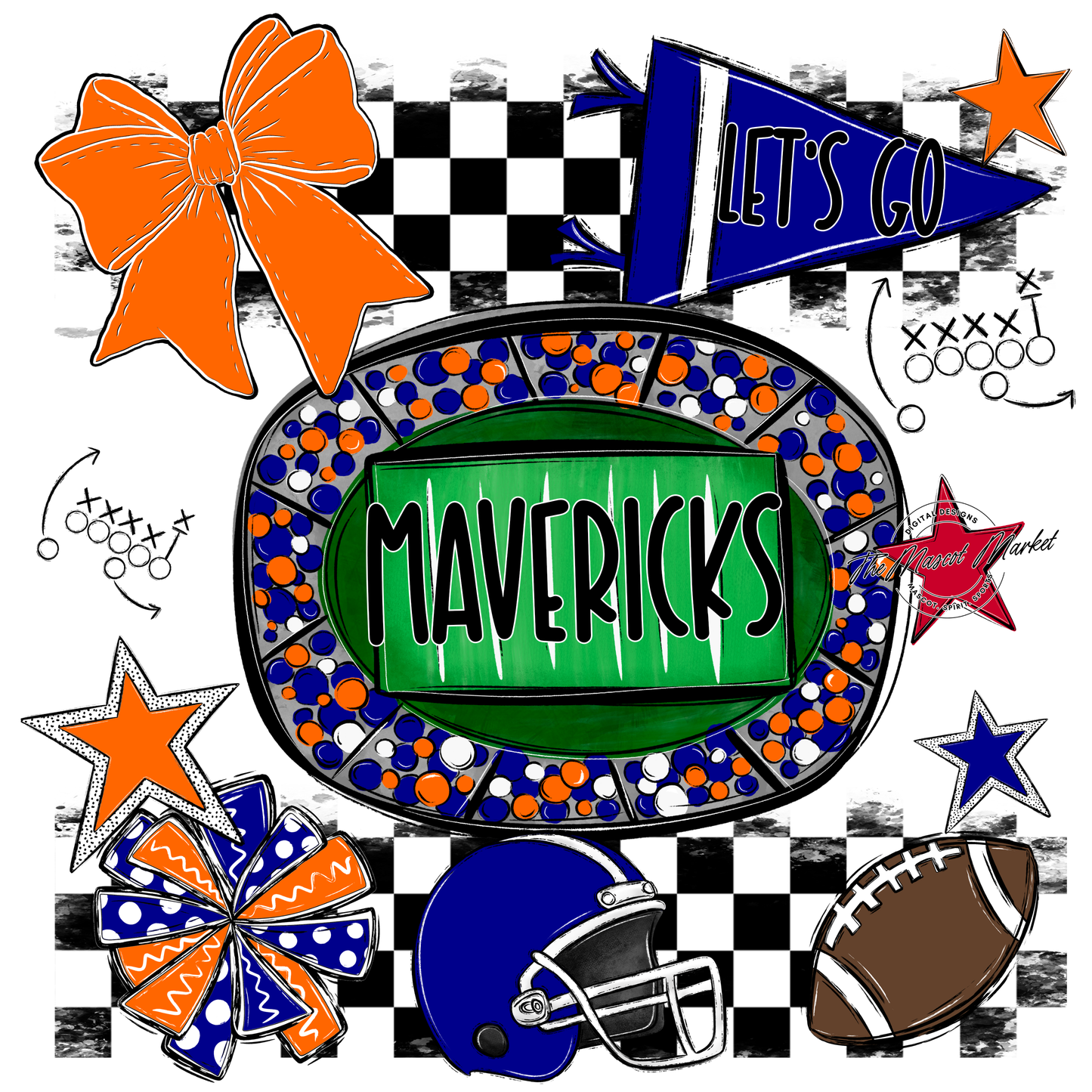 Mavericks Checkers Spirit Design-Blue-Orange