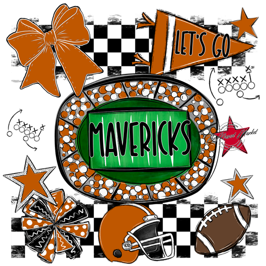 Mavericks Checkers Spirit Design-Burnt Orange