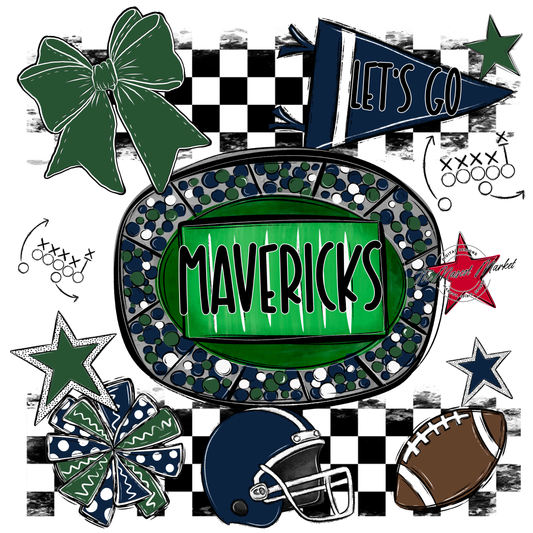 Mavericks Checkers Spirit Design-Navy-Green