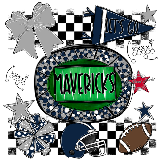 Mavericks Checkers Spirit Design-Navy-Grey