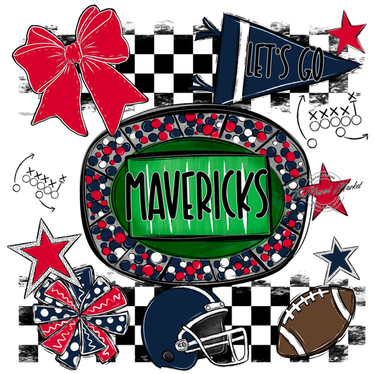 Mavericks Checkers Spirit Design-Navy-Red