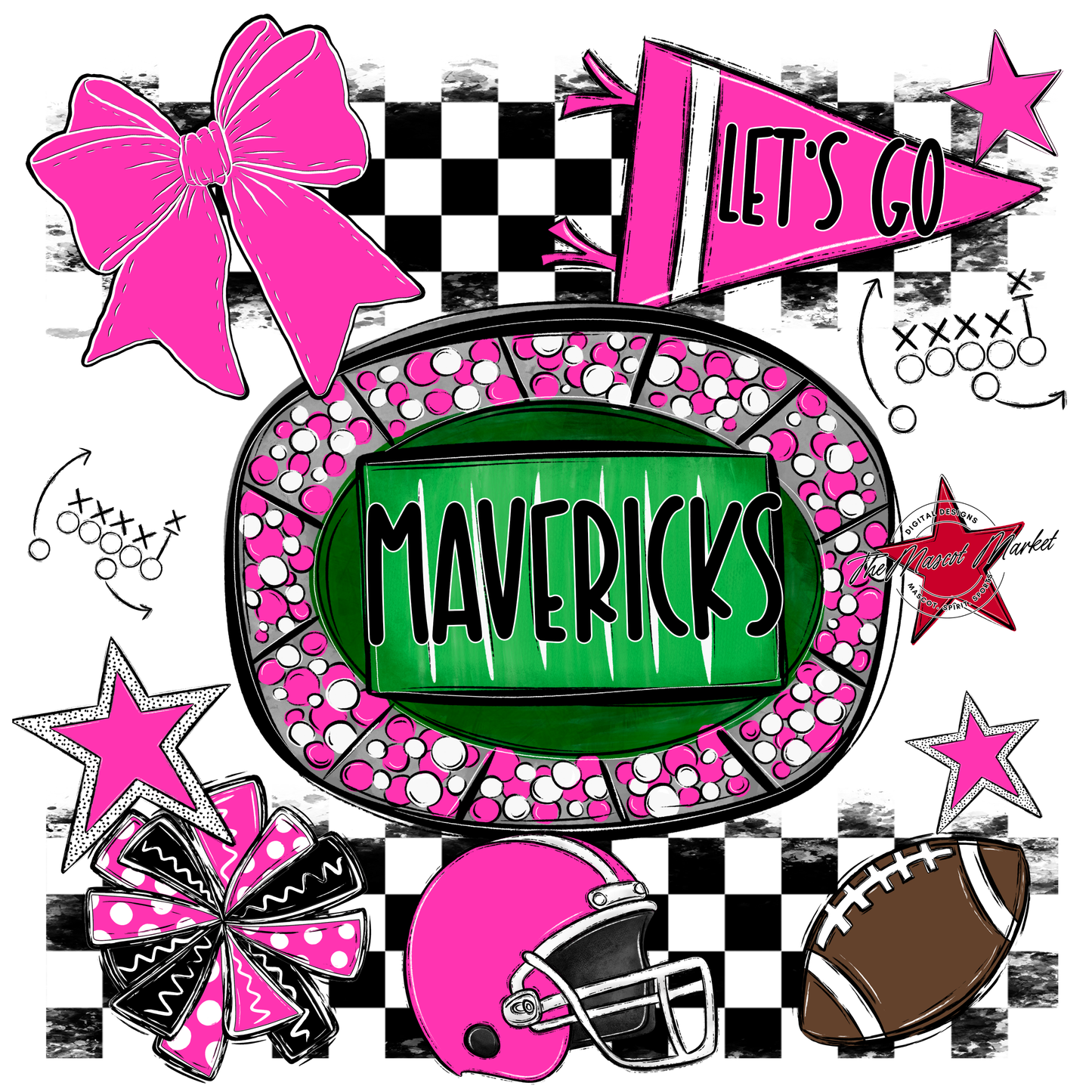 Mavericks Checkers Spirit Design-Pink