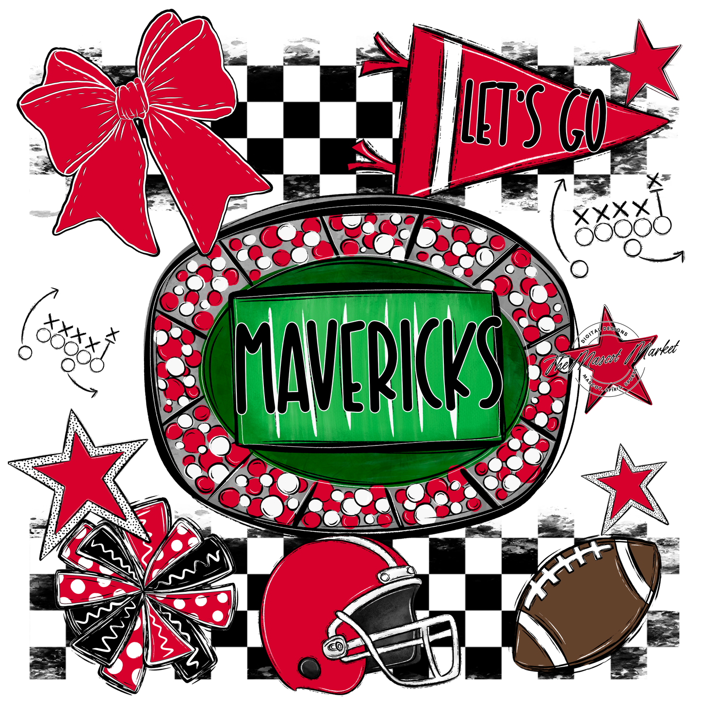 Mavericks Checkers Spirit Design-Red