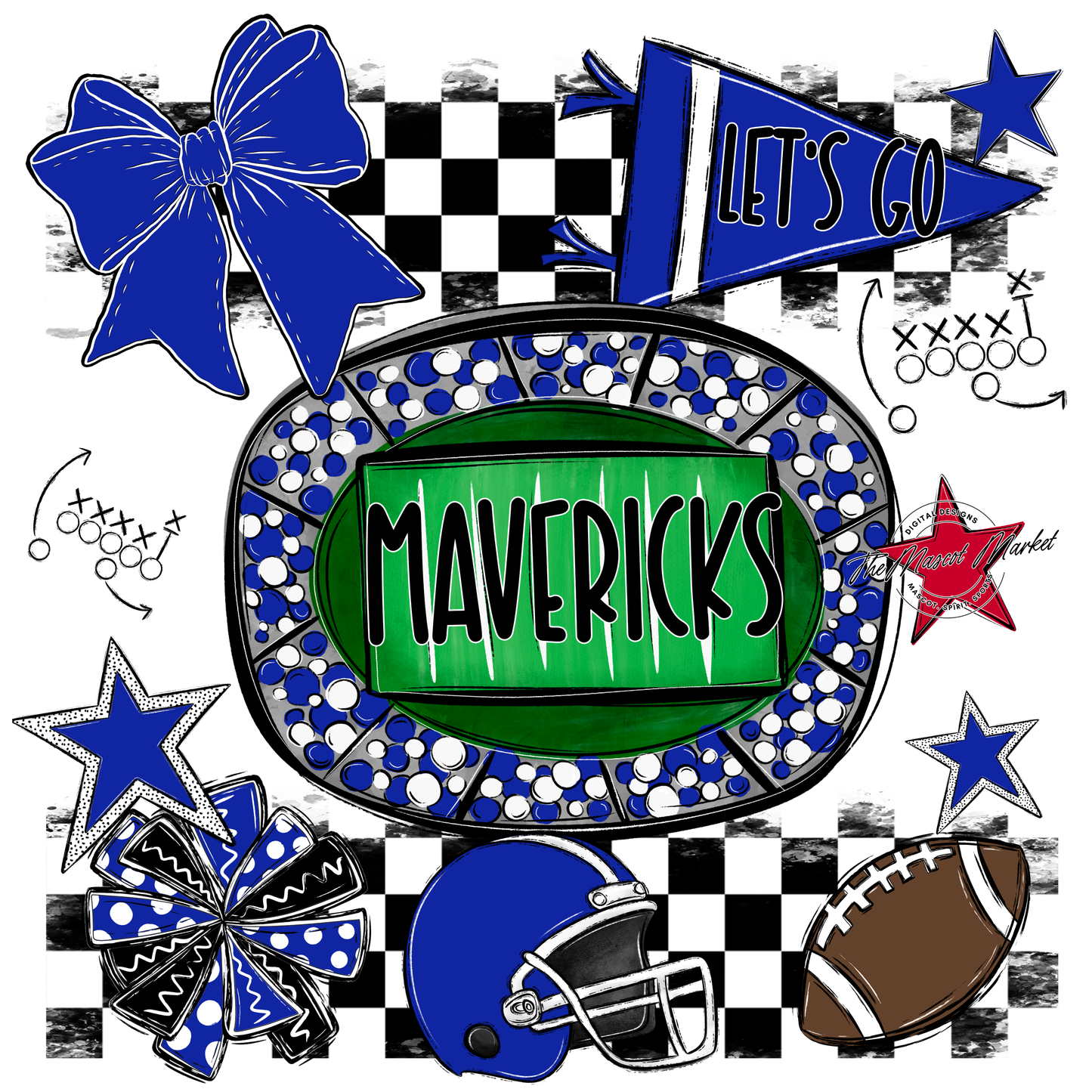 Mavericks Checkers Spirit Design-Royal Blue