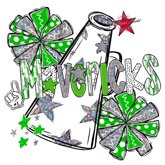 Mavericks Cheer Megaphone Scrape-Bright Green