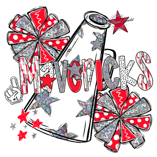 Mavericks Cheer Megaphone Scrape-Bright Red