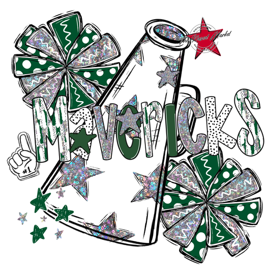 Mavericks Cheer Megaphone Scrape-Green
