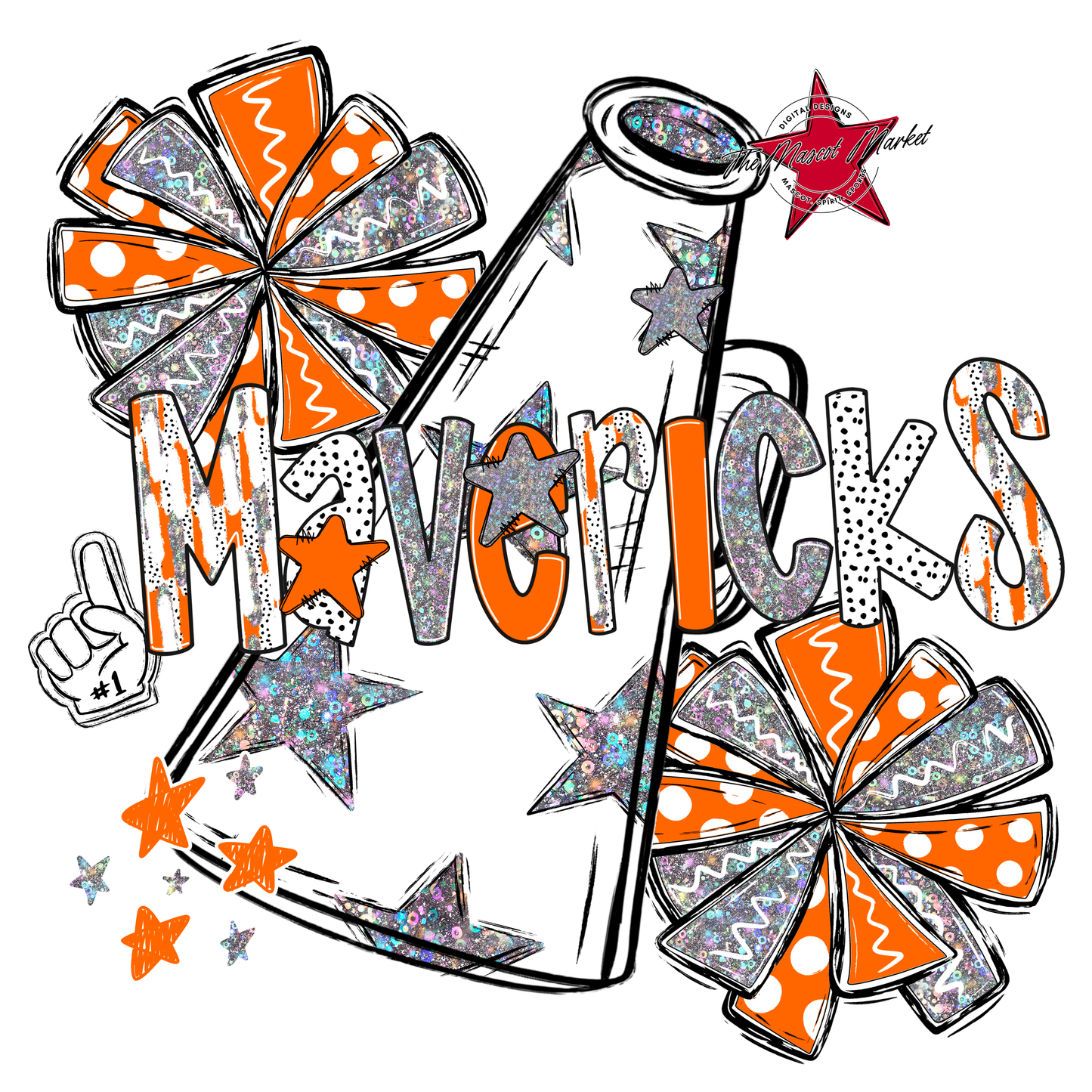 Mavericks Cheer Megaphone Scrape-Orange