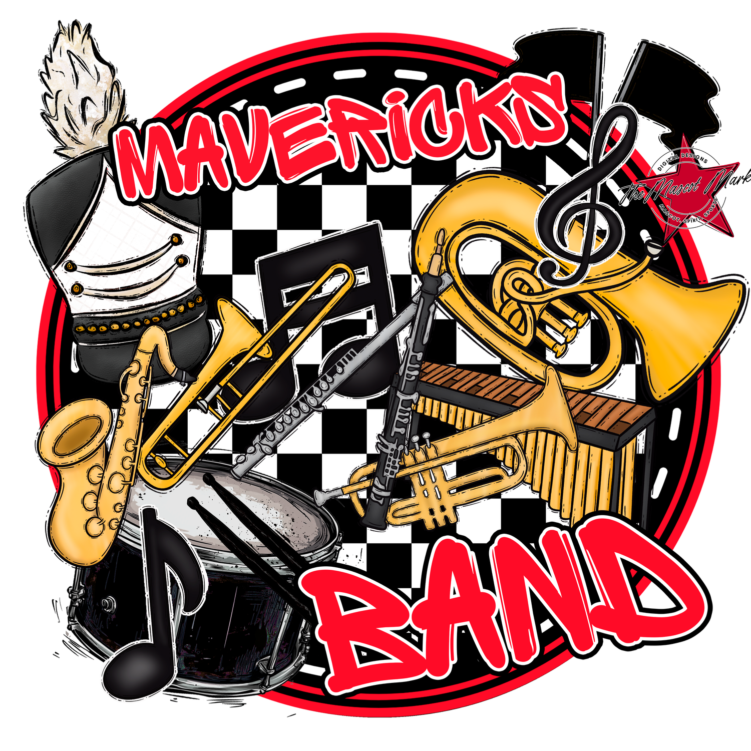 Mavericks Circle Band Design-Bright Red