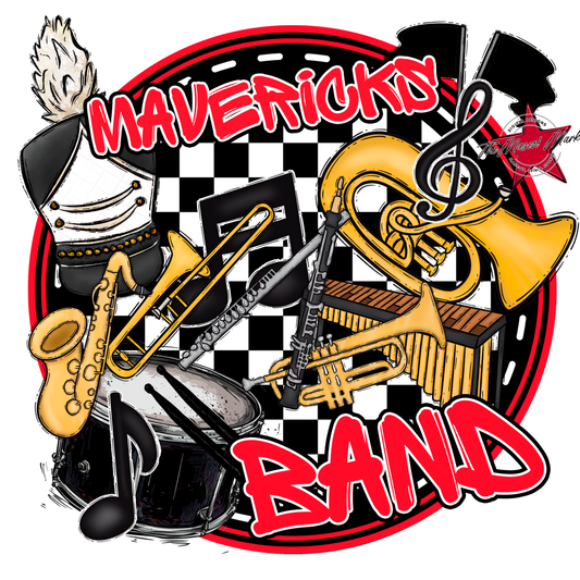 Mavericks Circle Band Design-Bright Red