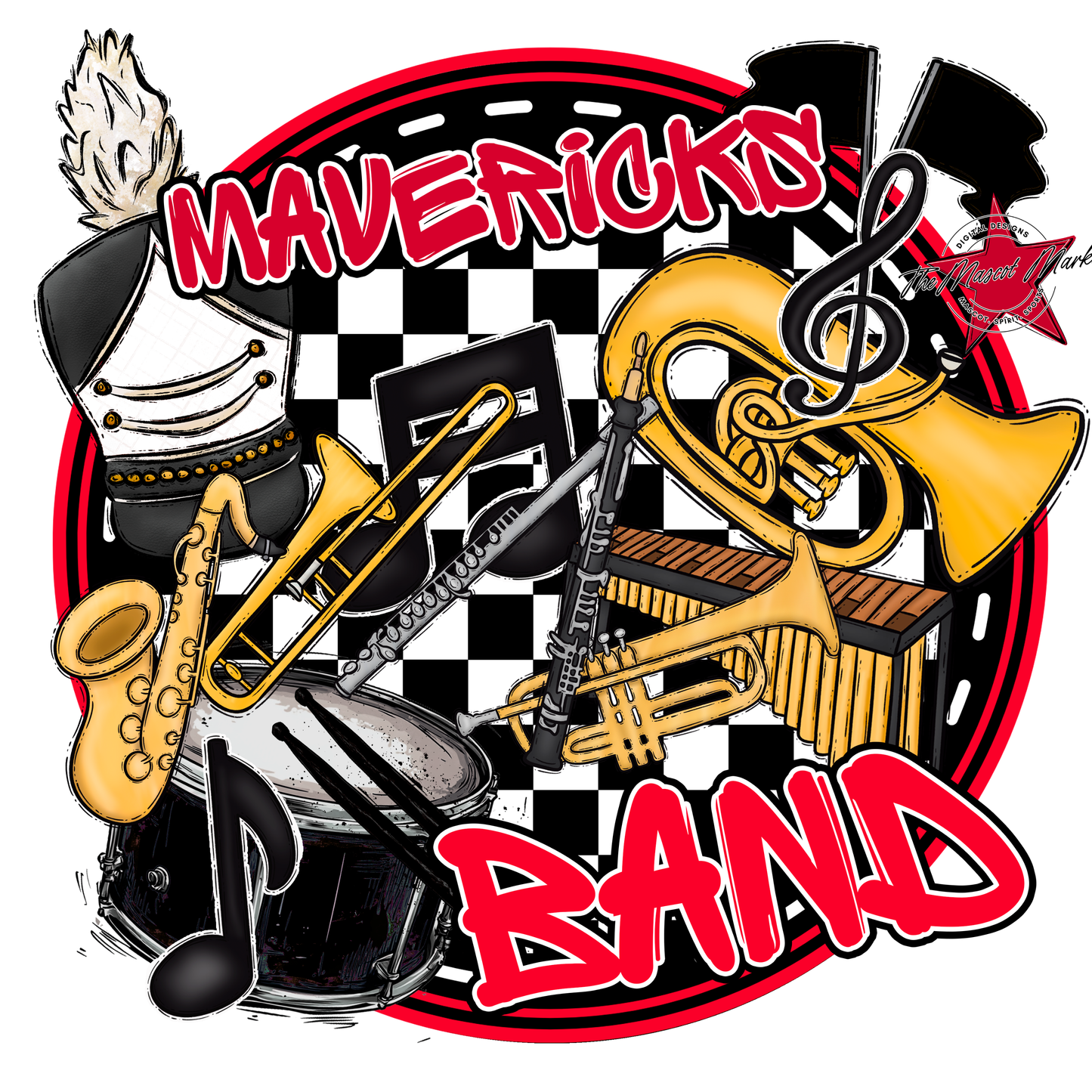 Mavericks Circle Band Design-Red