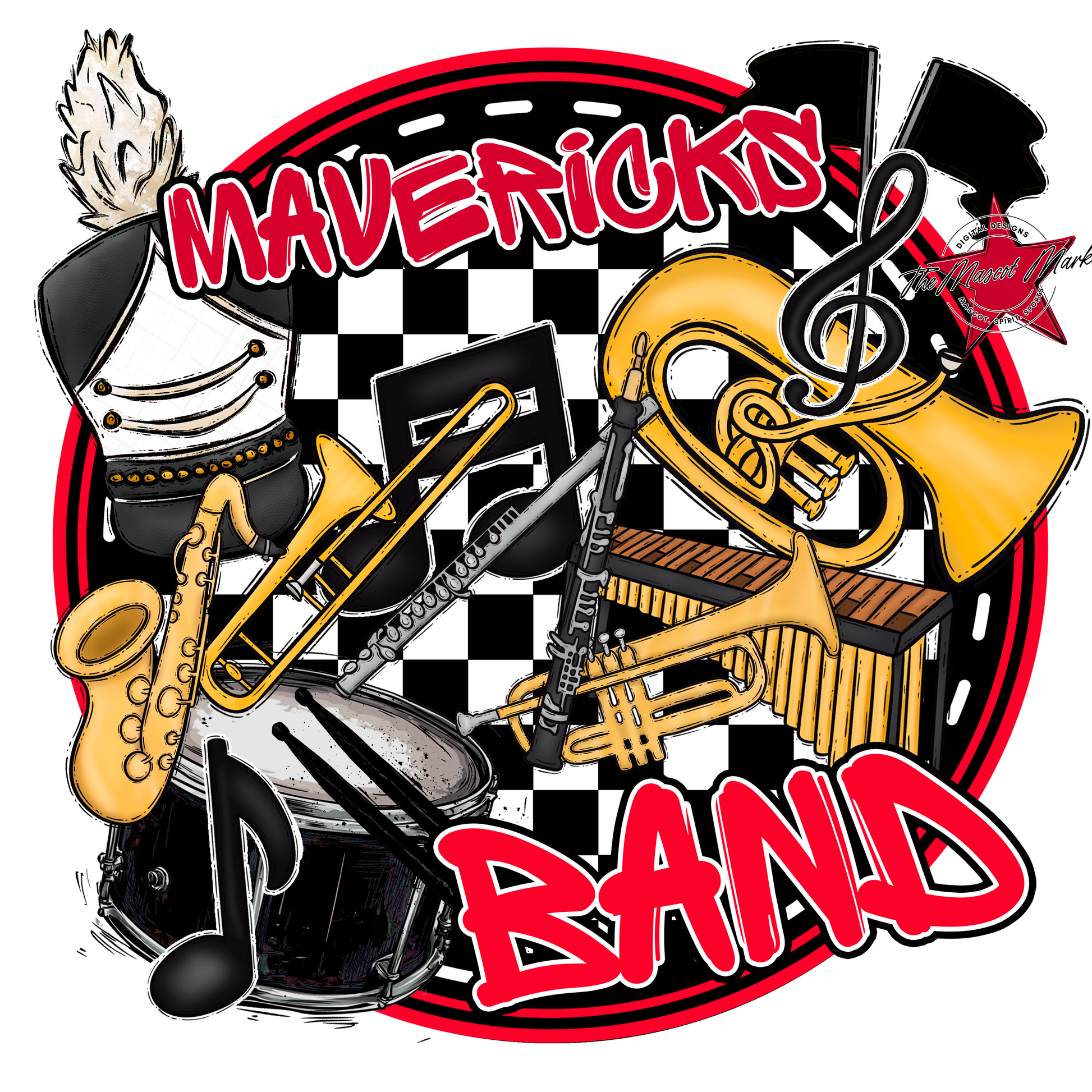 Mavericks Circle Band Design-Red