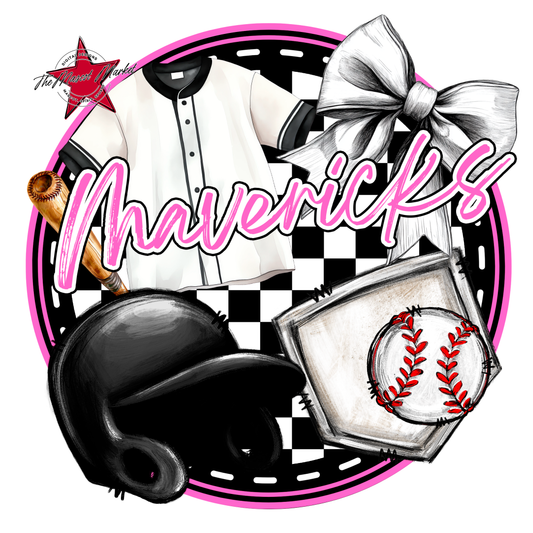 Mavericks Circle Baseball Design-Baby Pink