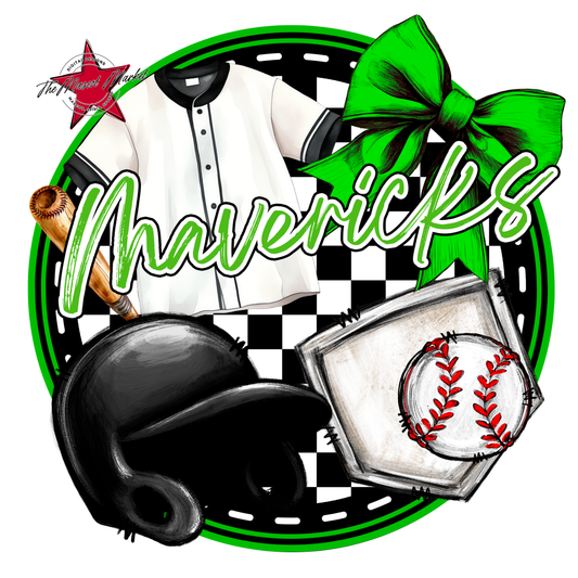 Mavericks Circle Baseball Design-Bright Green