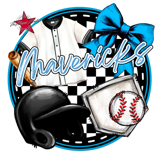 Mavericks Circle Baseball Design-Carolina Blue