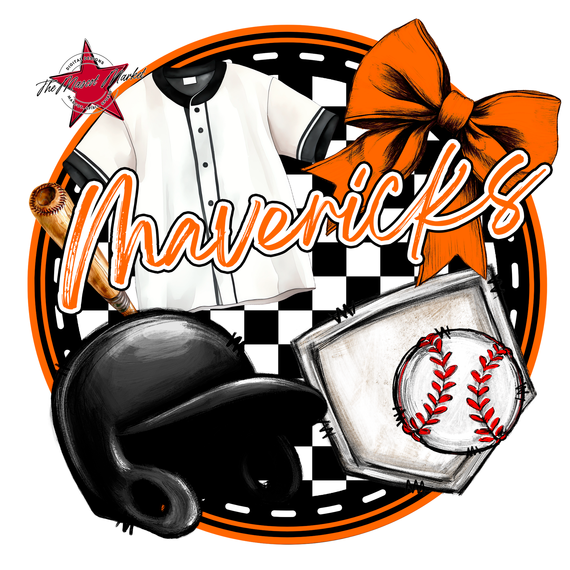 Mavericks Circle Baseball Design-Orange