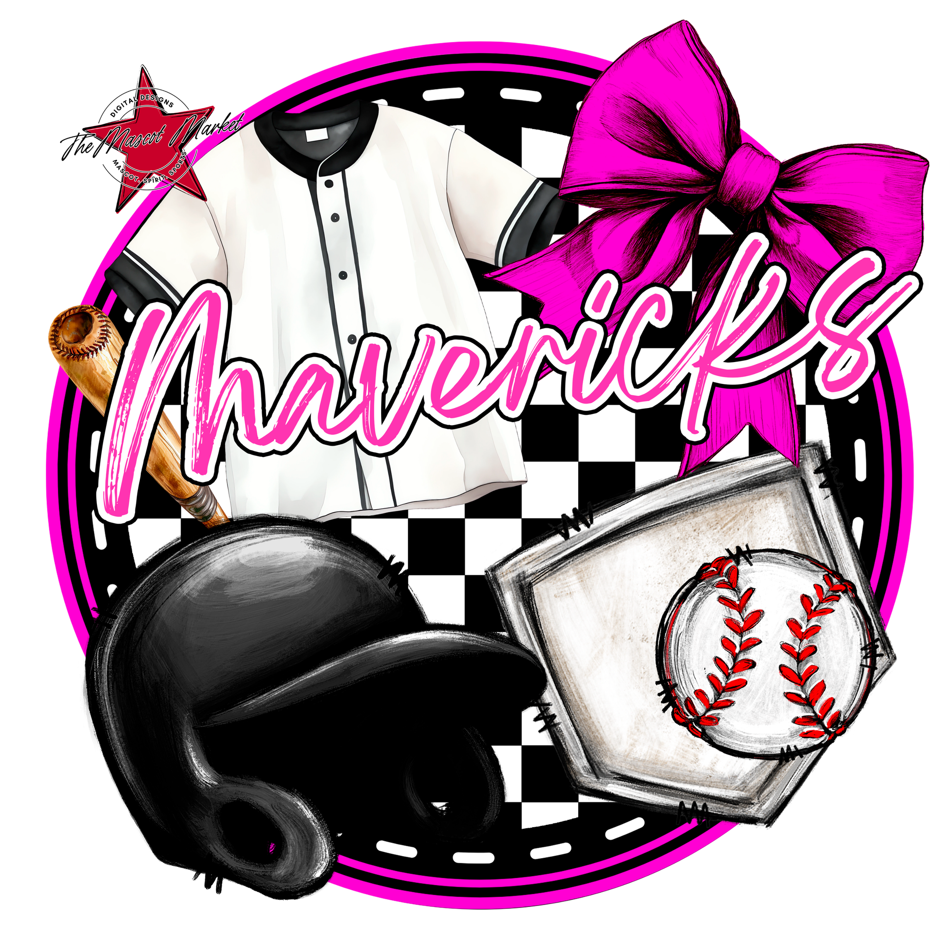 Mavericks Circle Baseball Design-Pink