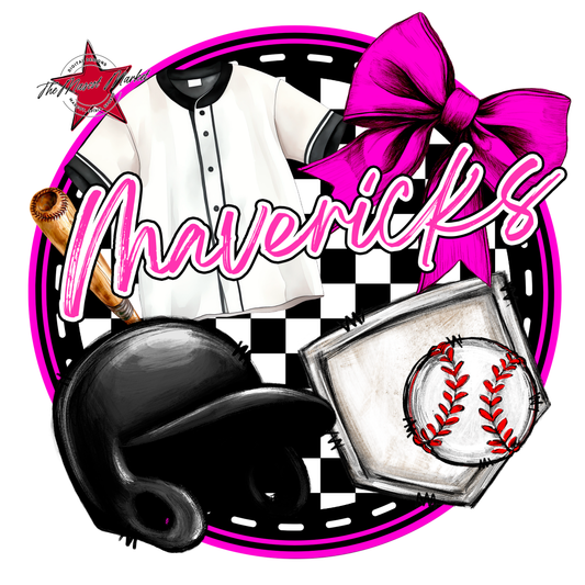 Mavericks Circle Baseball Design-Pink