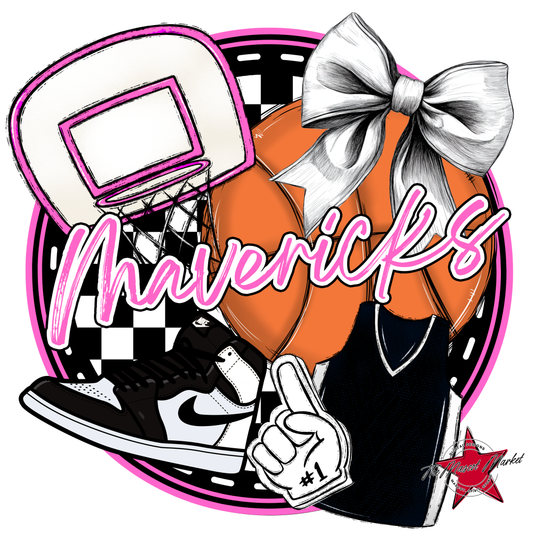 Mavericks Circle Basketball Design-Baby Pink